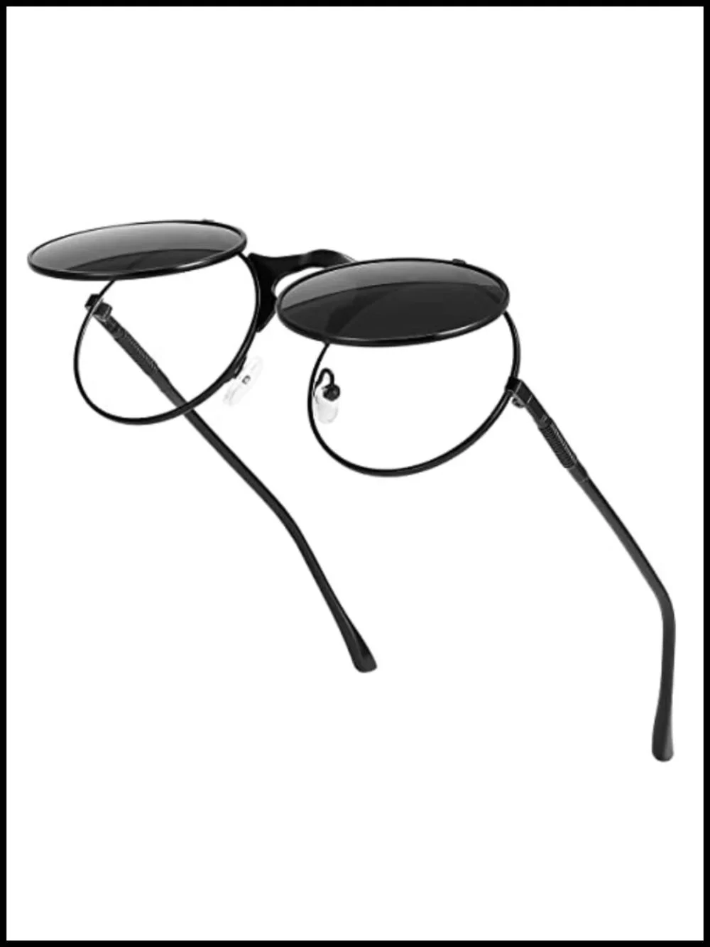 Steampunk Round Flip Up Sunglasses with Double Lenses UV400